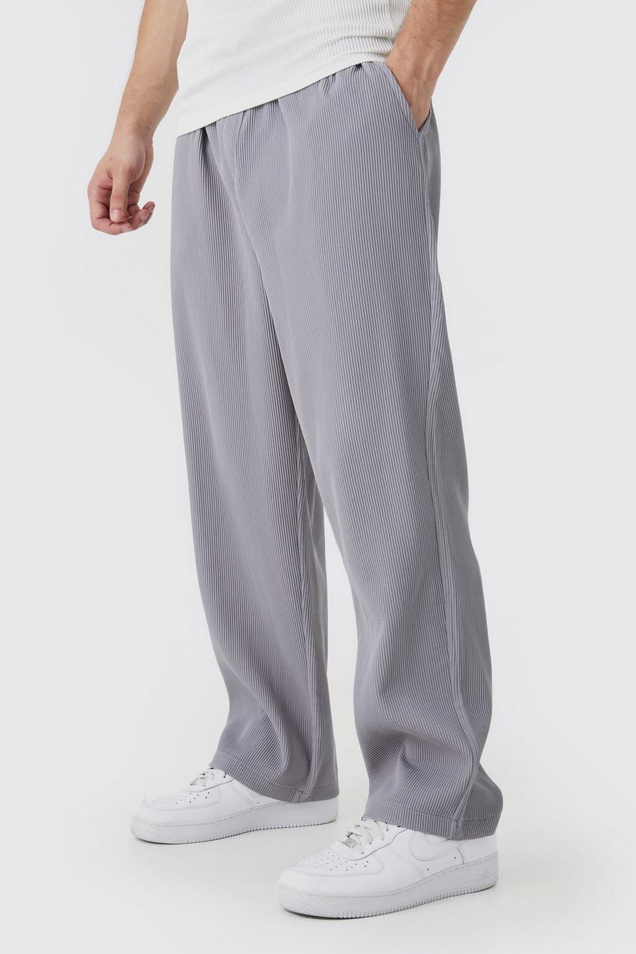 Charcoal grey Tall Elastic Waist Relaxed Fit Cropped Pleated Trouser