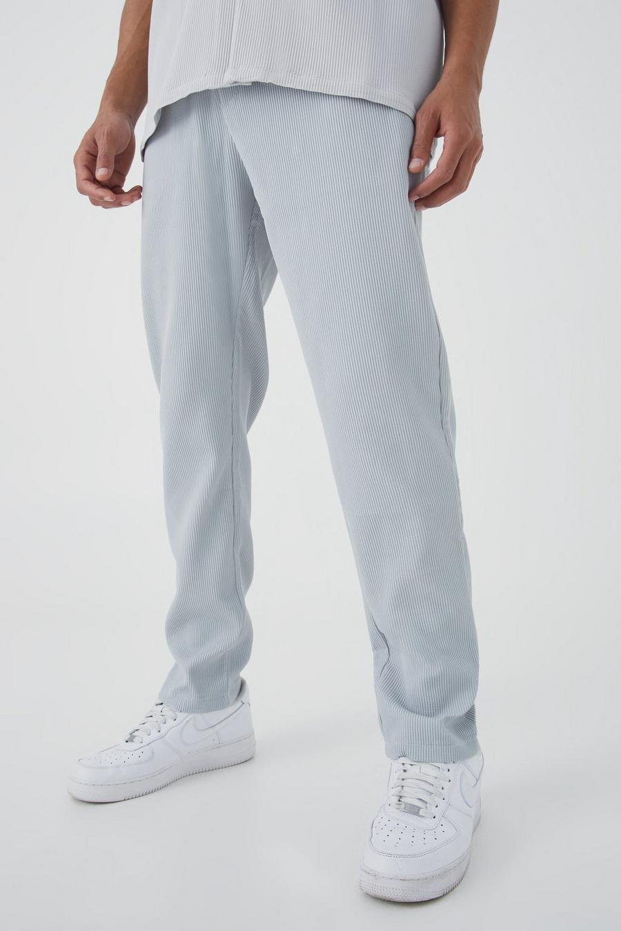 Light grey Tall Elastic Waist Tapered Fit Pleated Trouser