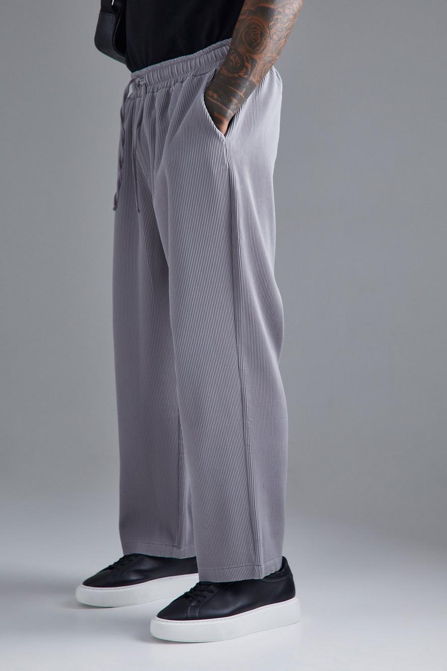 Pantalón plisado holgado con cintura elástica, Charcoal image number 1