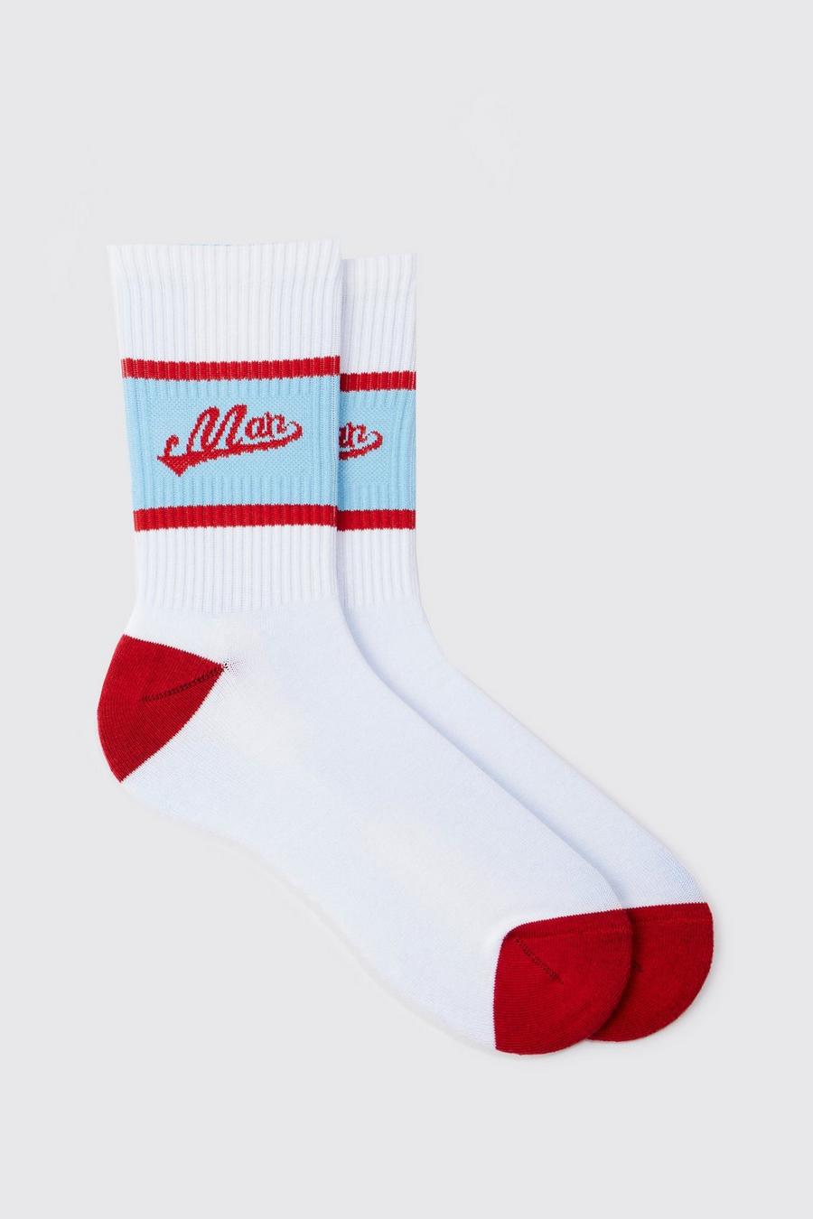Man Colorblock Sport-Socken, White image number 1