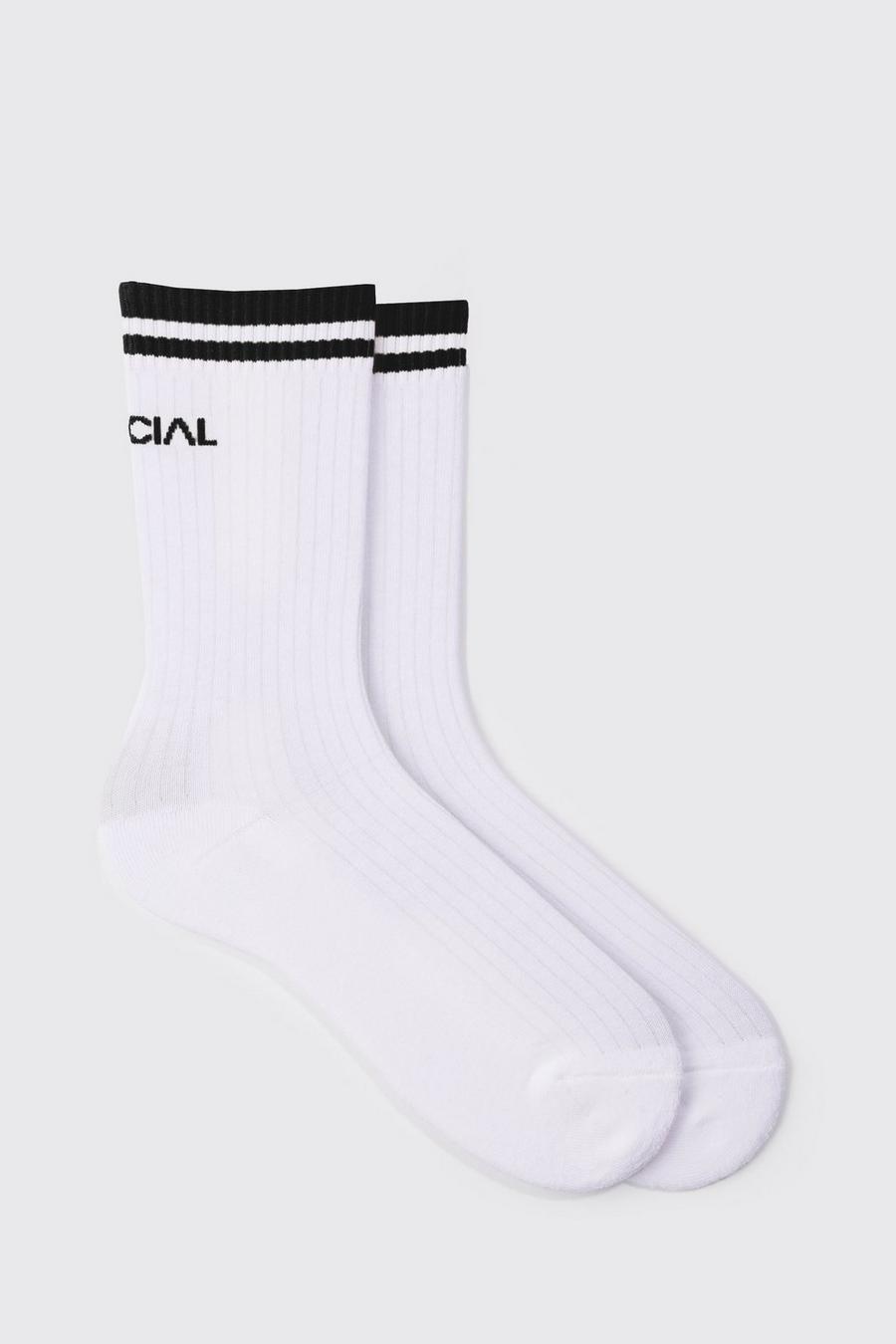 White Official Sports Stripe Socks