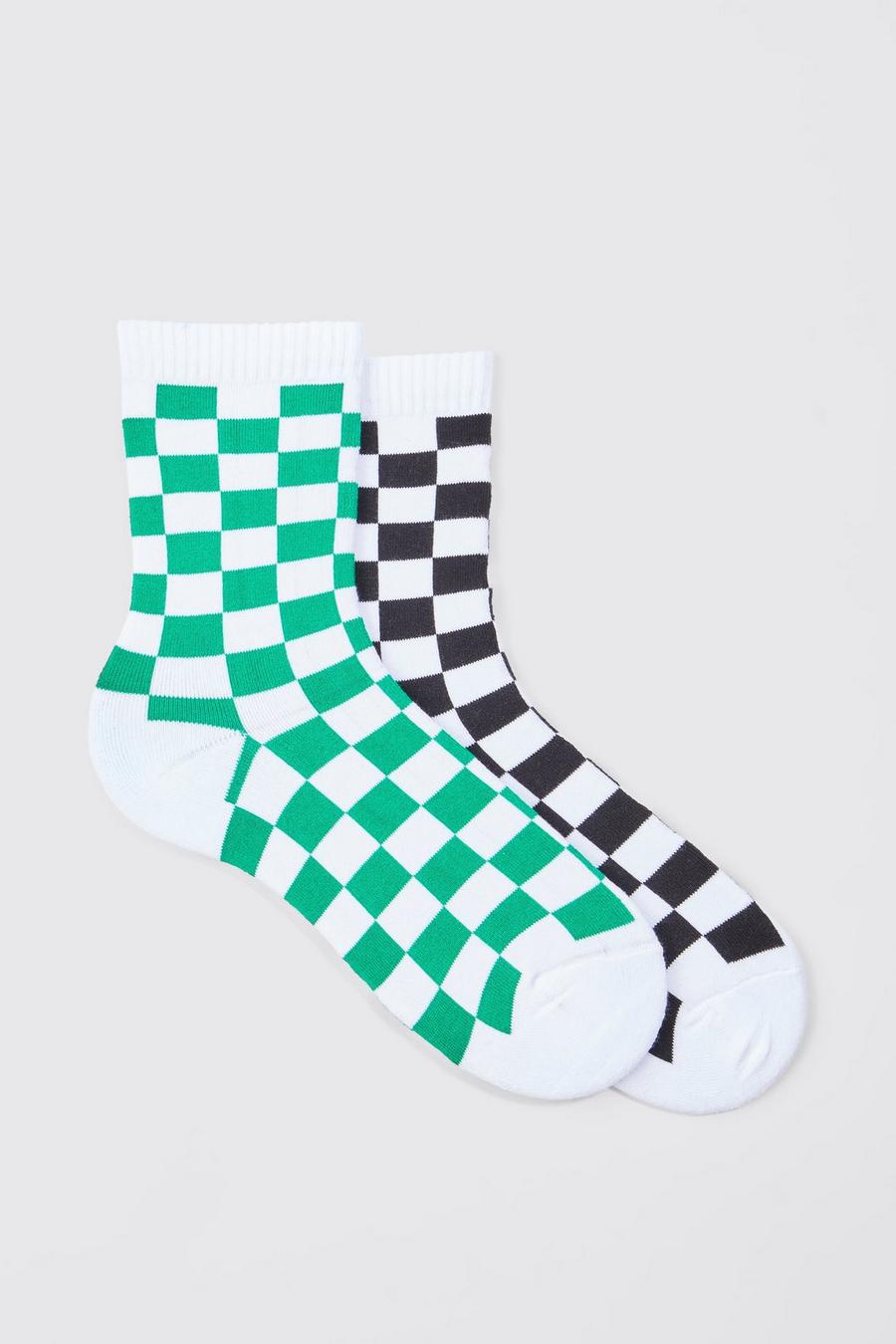 Multi 2 Pack Checkerboard Socks