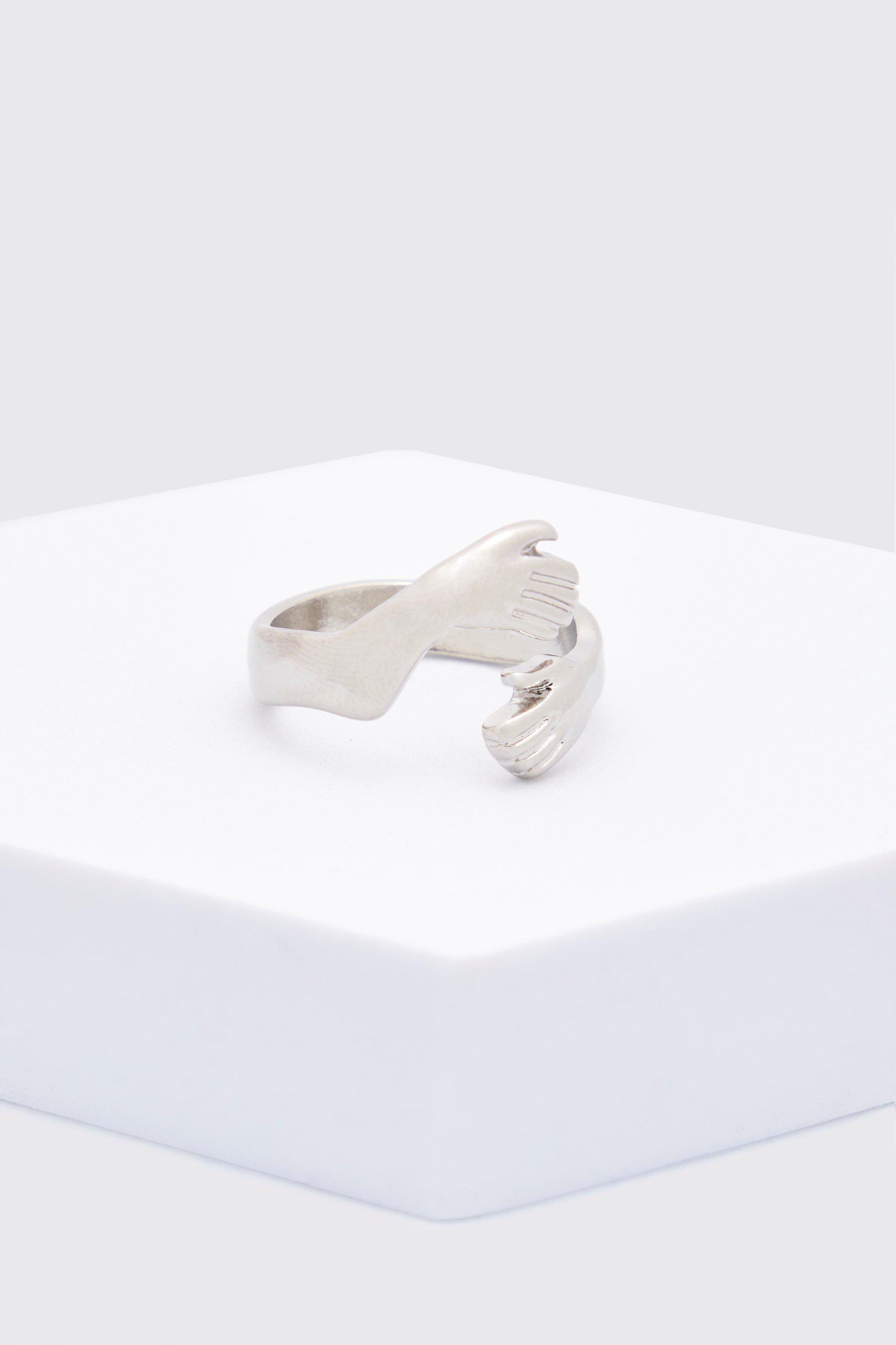 Solid silver hug ring hot sale