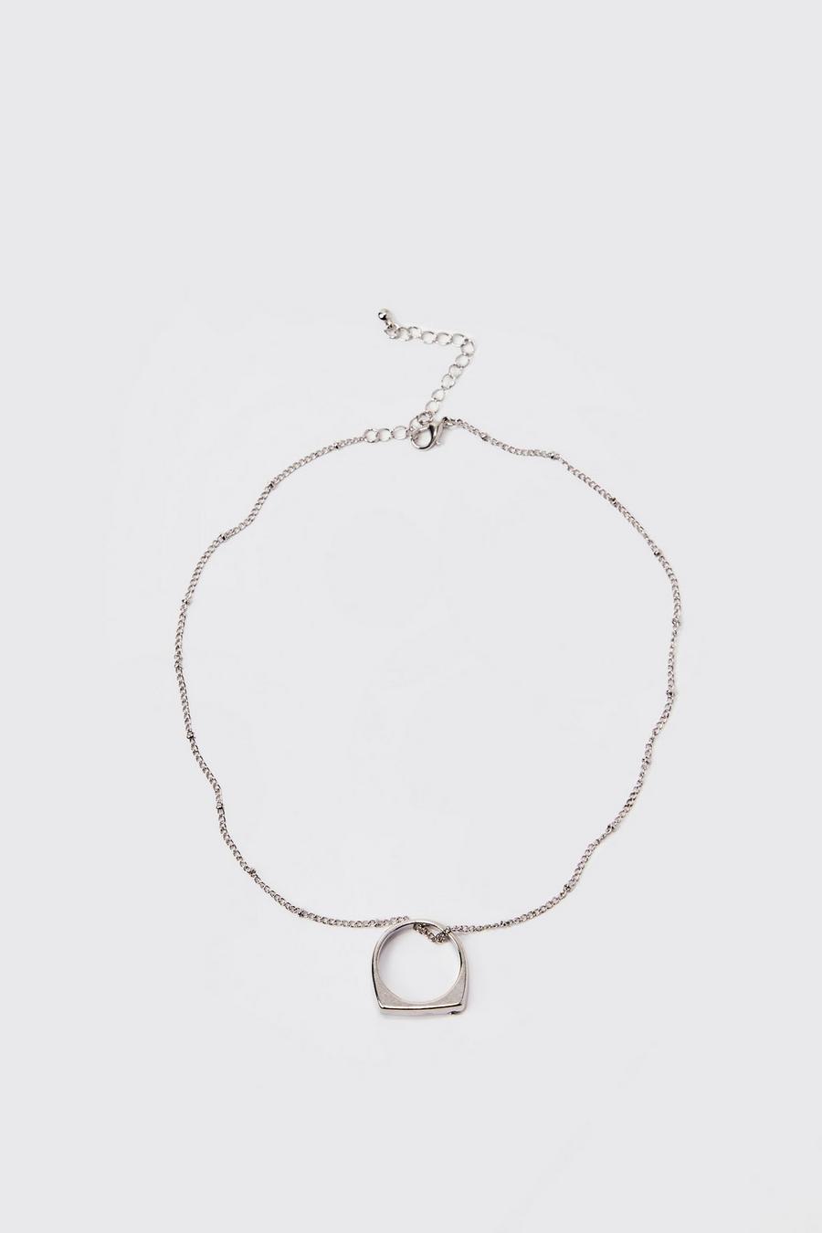 Halskette mit Ring-Anhänger, Silver image number 1