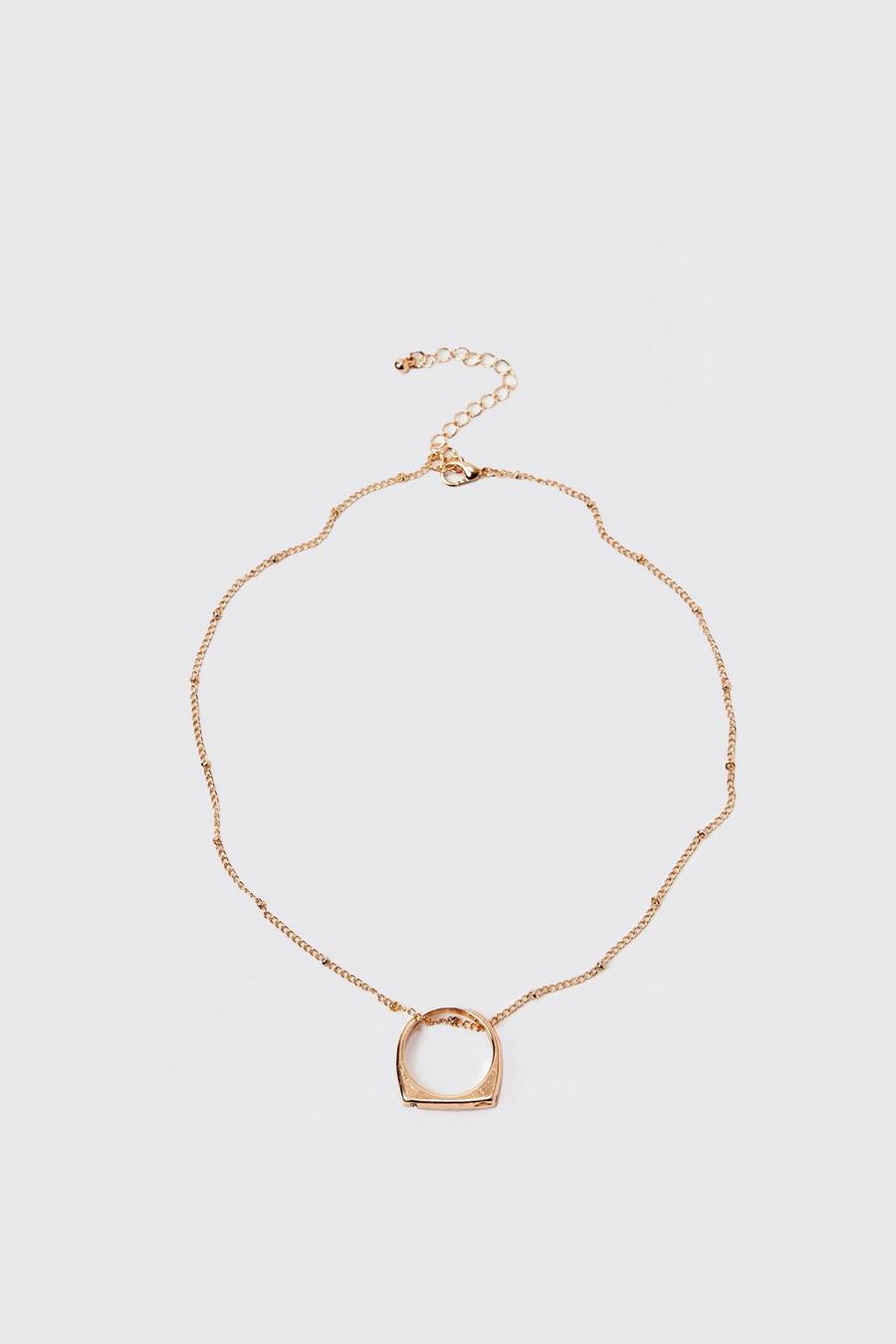 Gold metallic Ring Pendant Necklace