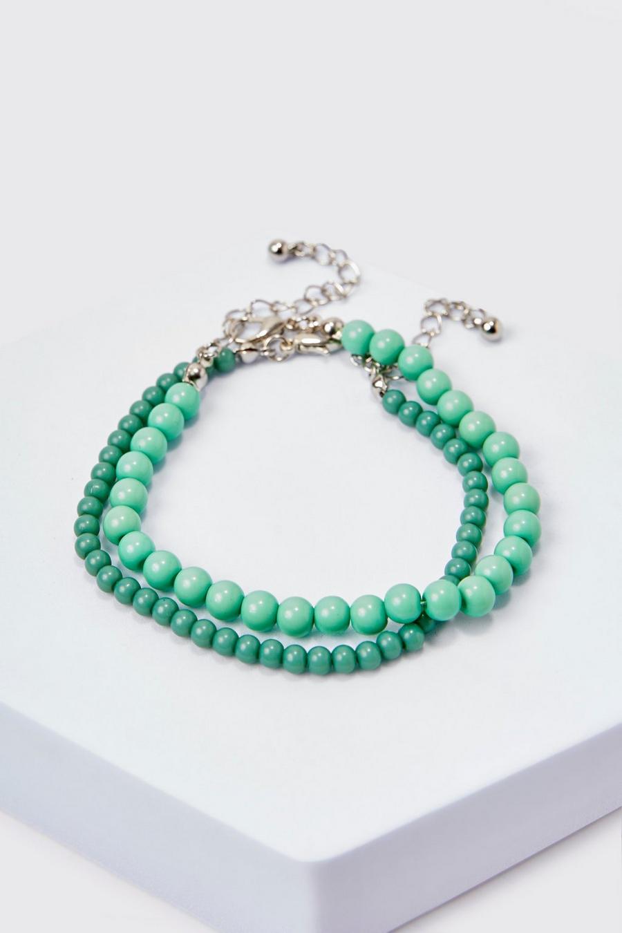 Green vert 2 Pack Beaded Bracelet 
