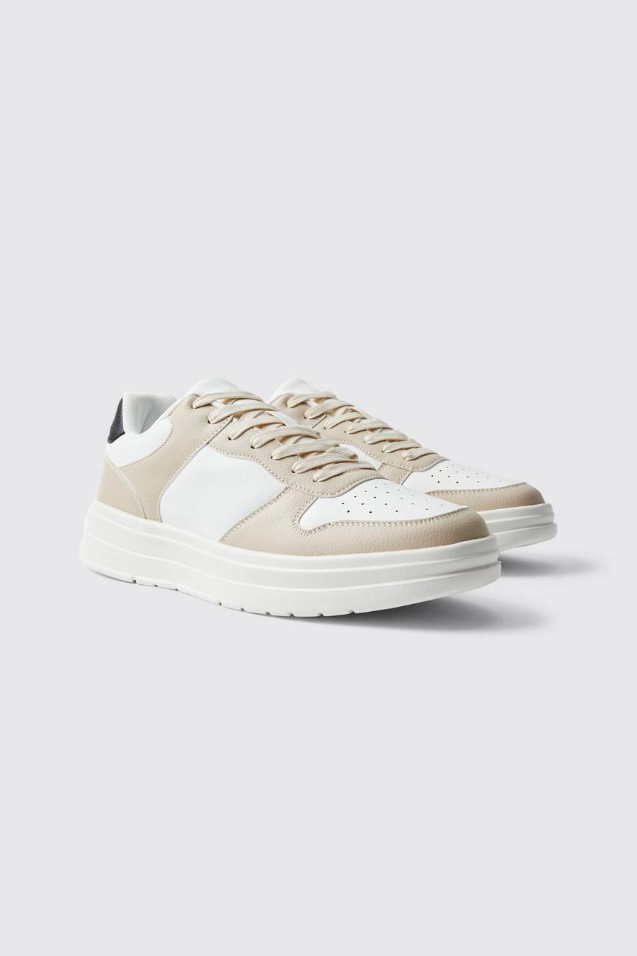 Beige Panel Detail Chunky Trainer
