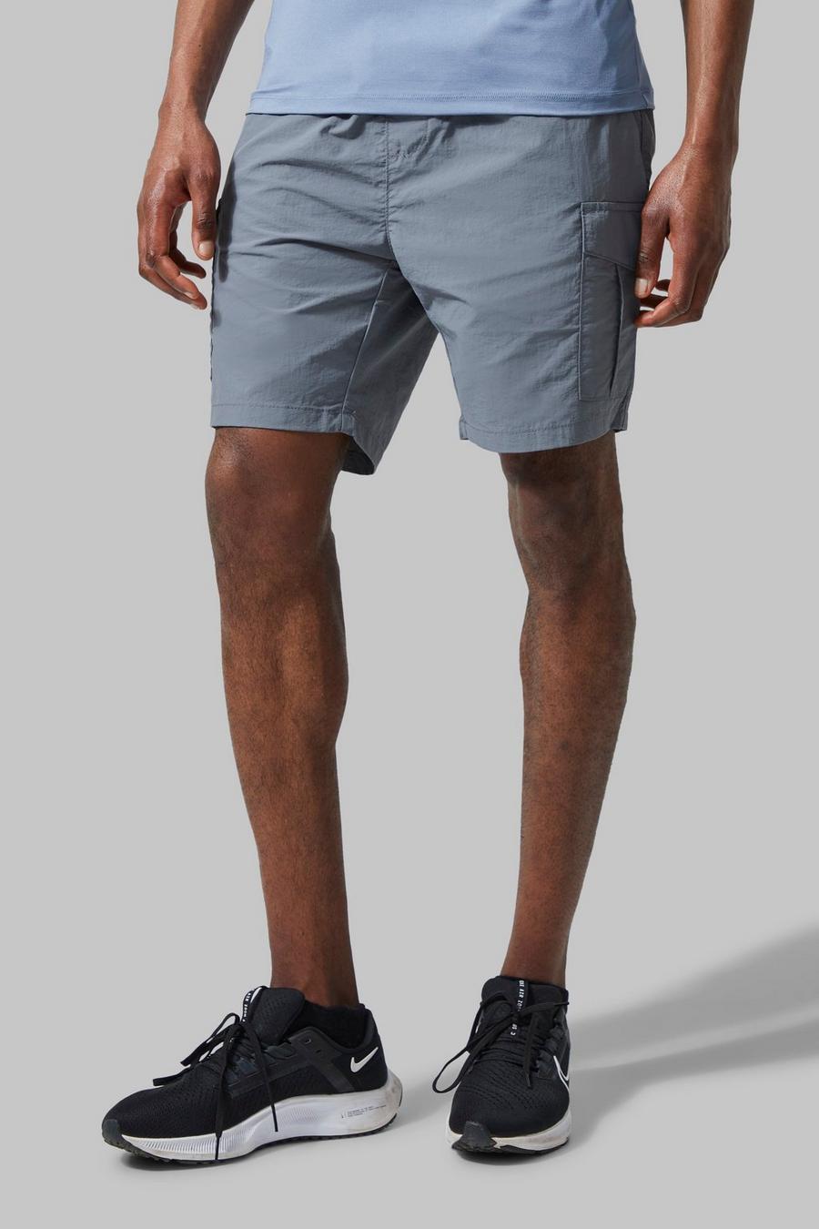 Charcoal grey Man Active Nylon Cargo Shorts