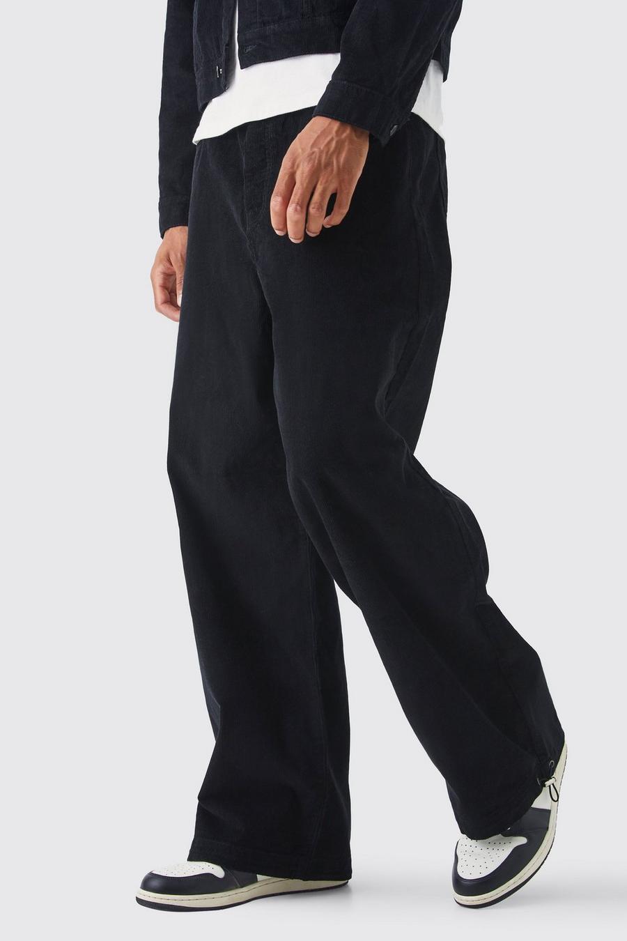 Black Tall Elastic Waist Parachute Cord Trouser image number 1