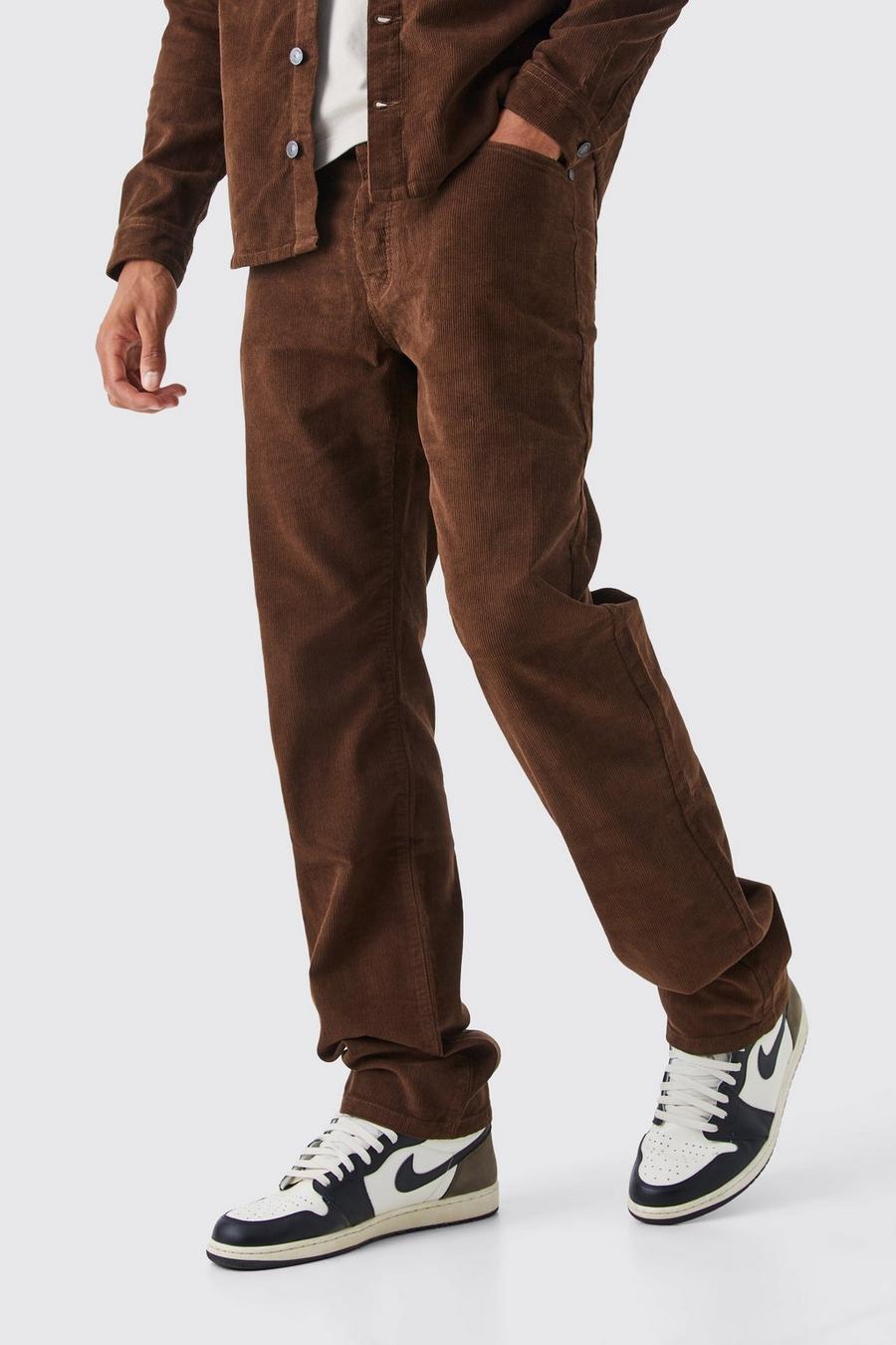 Pantalón Tall de pana holgado con cintura fija, Chocolate image number 1
