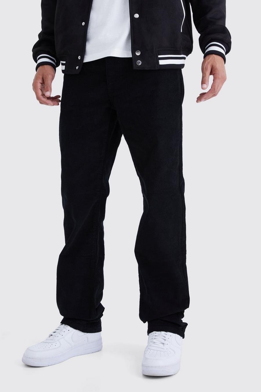 Black Tall Fixed Waist Relaxed Cord Trouser image number 1