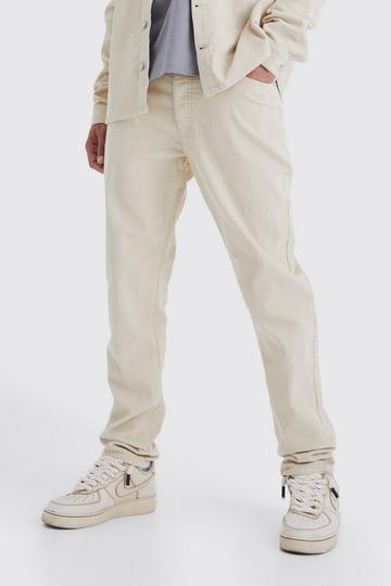 Stone Beige Tall Fixed Waist Tapered Cord Trouser