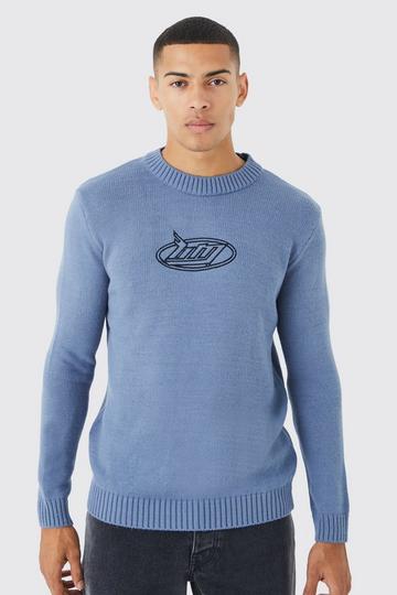 Regular B&M Embroidered Sweater blue