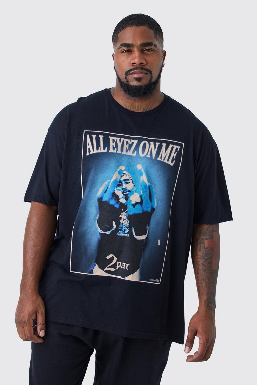 Camiseta Plus con estampado de Tupac, Black image number 1