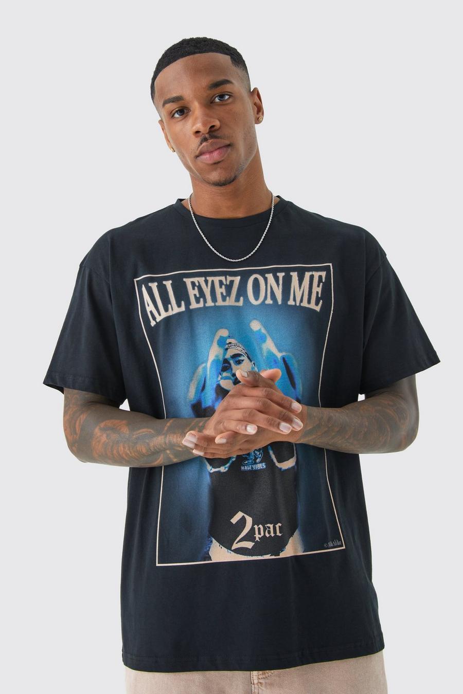 Oversize T-Shirt mit Tupac-Print, Black image number 1
