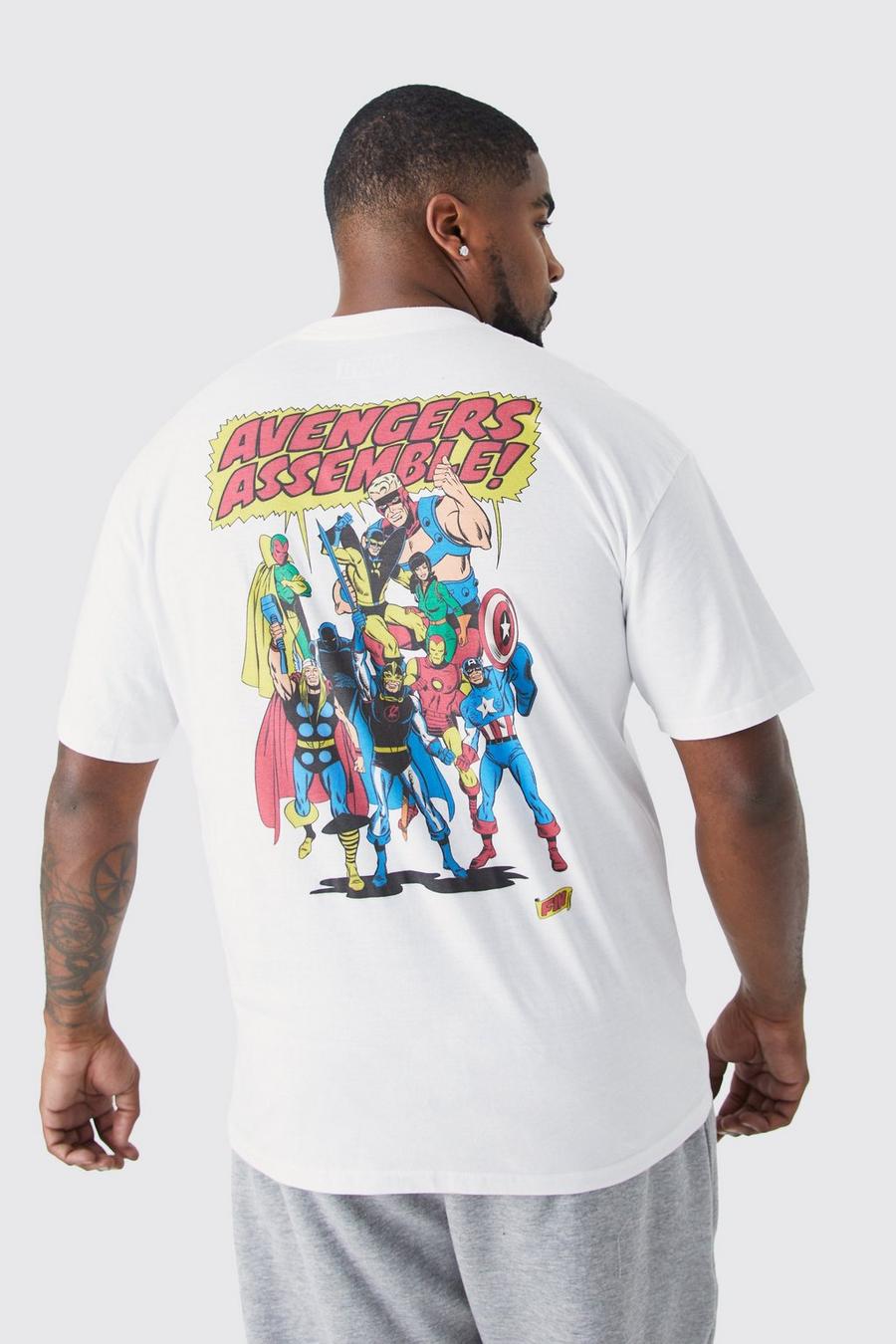White Oversized Avengers License T-shirt image number 1