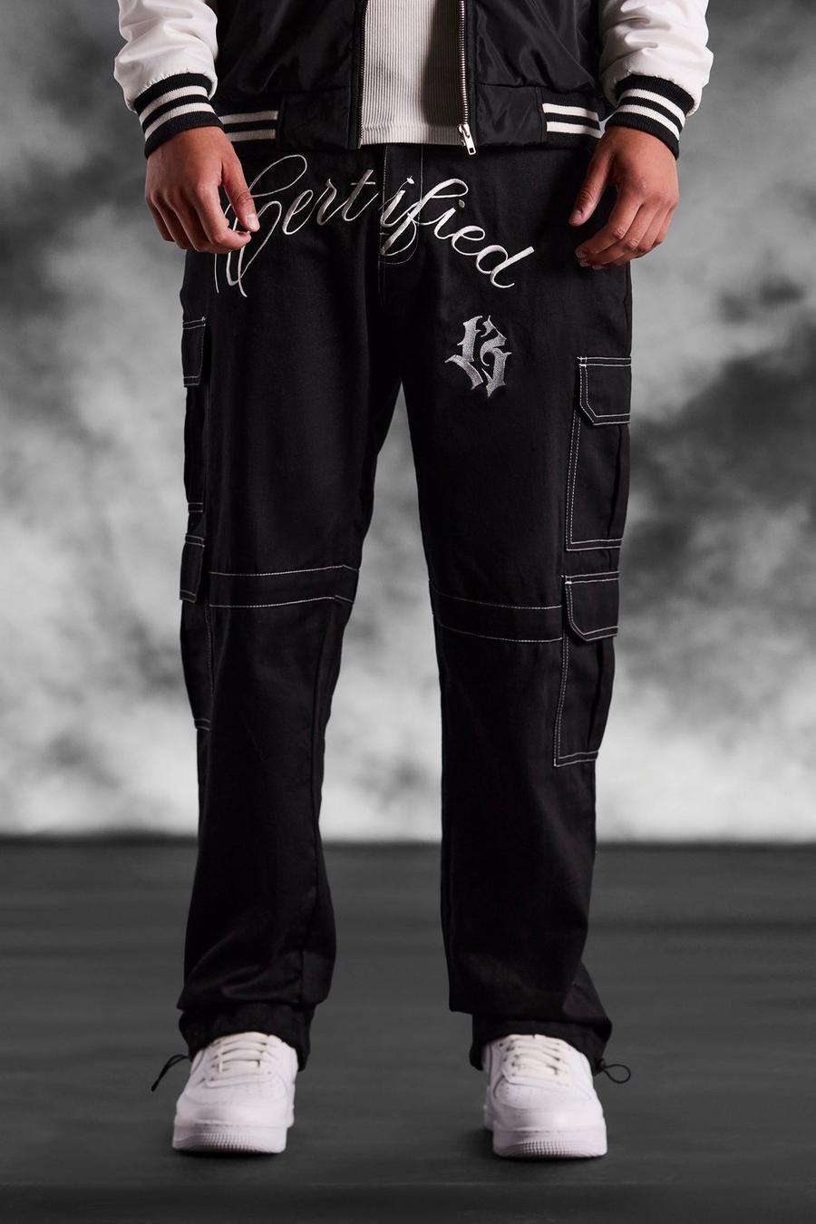 Pantalón cargo con marca ArrDee en la entrepierna, Black nero