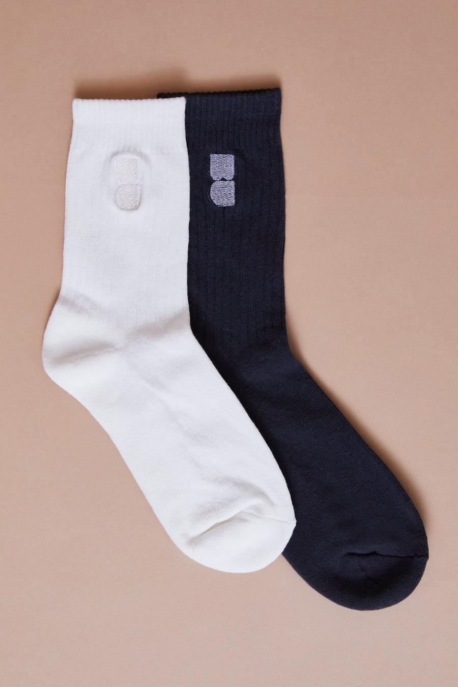 Multi 2 Pack B U Embroidered Socks