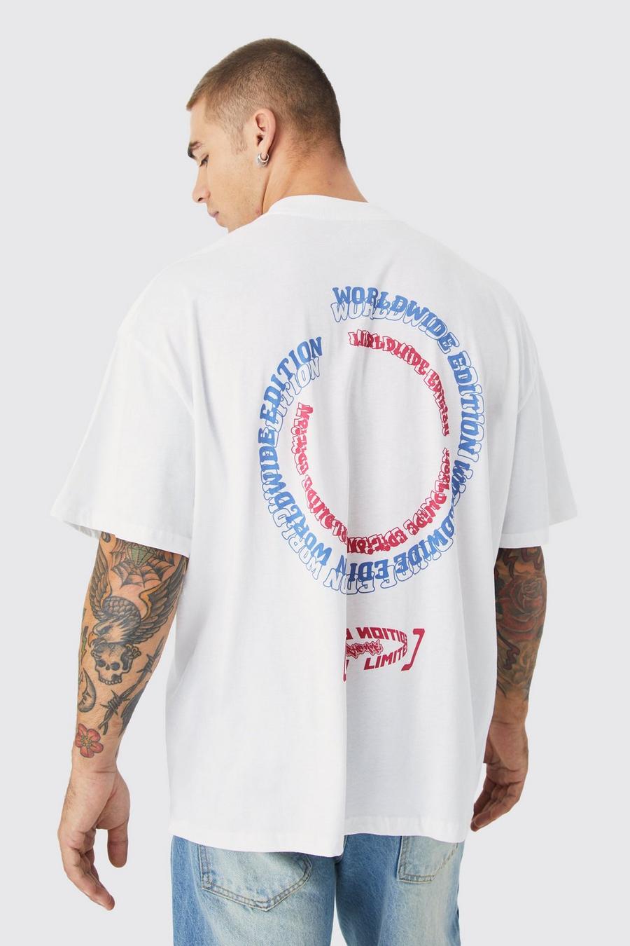 White Oversized Worldwide T-Shirt Met Brede Nek