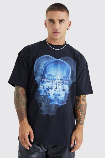 Oversized X-ray Skull Graphic T-shirt black