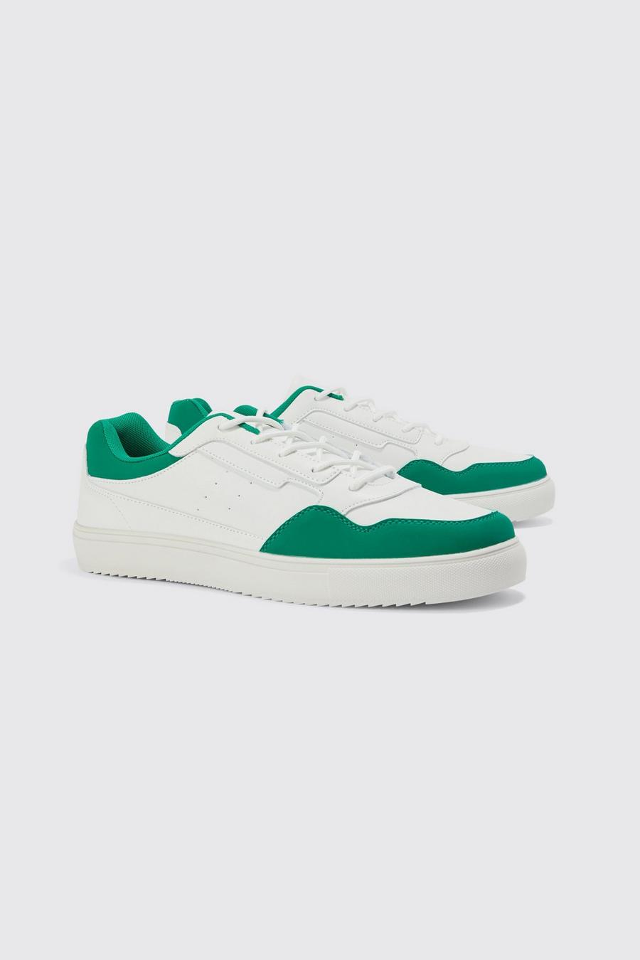 White blanco Faux Leather Panel Detail Trainer