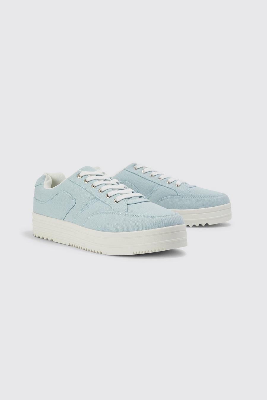 Light blue Sneakers i denim med chunky sula image number 1
