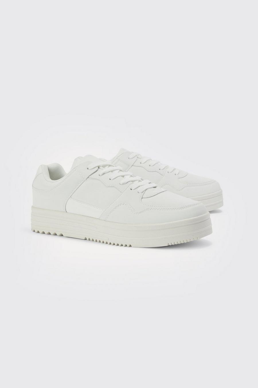 White Chunky Sole Panel Trainer image number 1