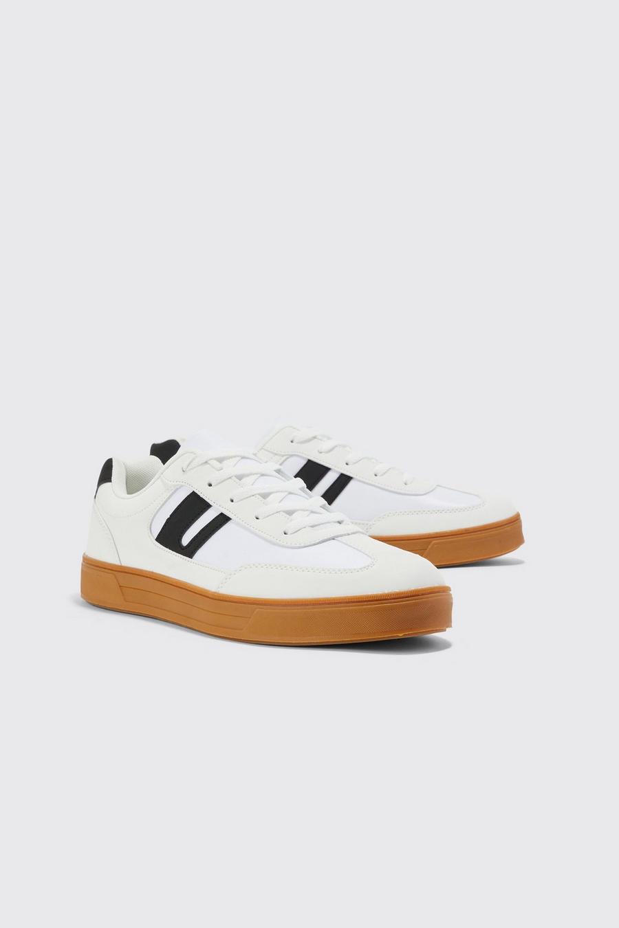 White blanco Faux Suede Trainer