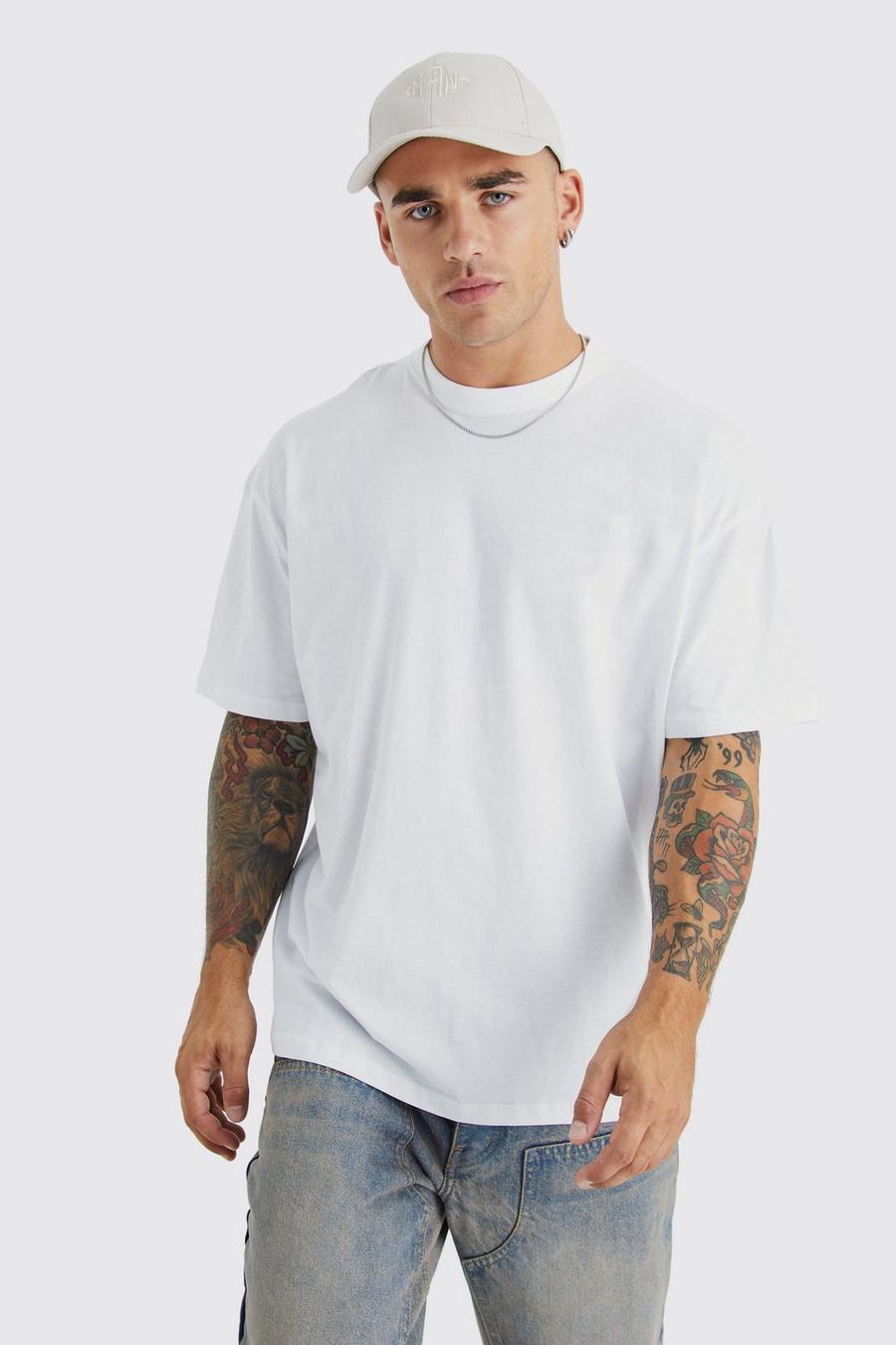 White Oversized Extended Neck Worldwide Y2k T-shirt