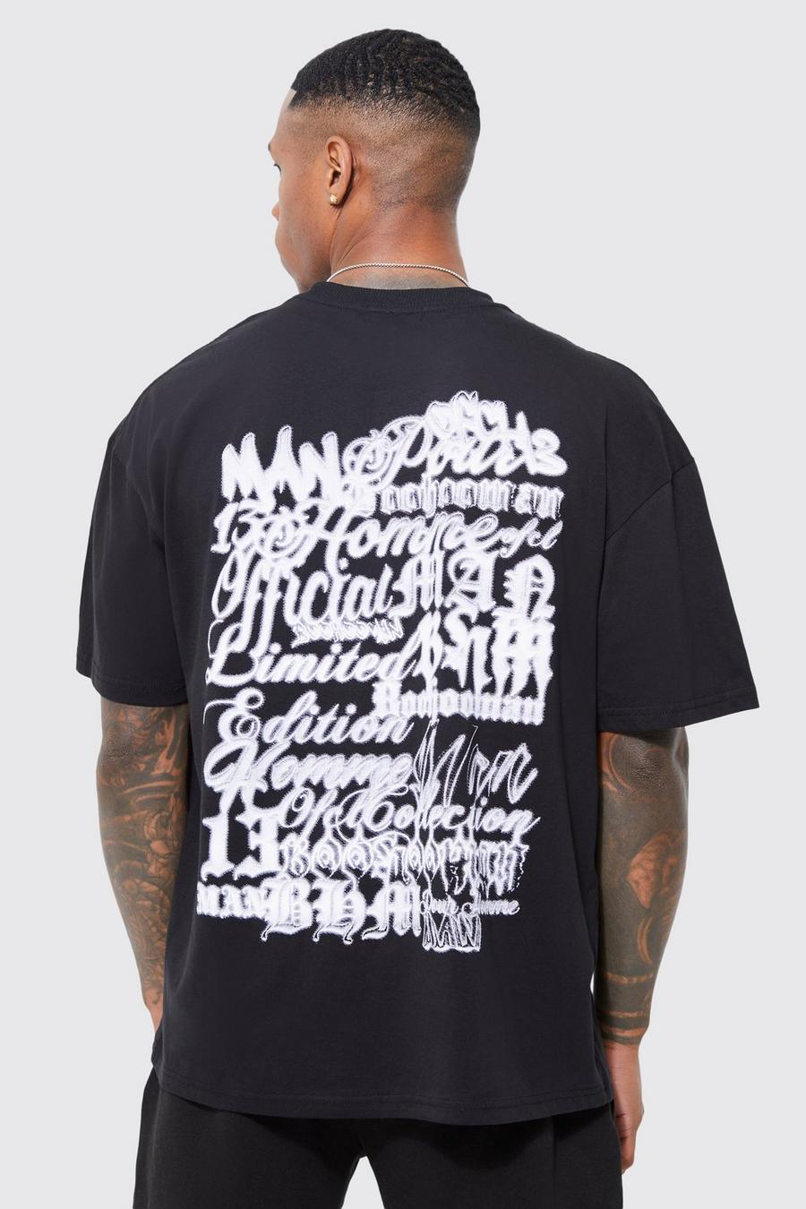 Black Oversized Gothic Man Back Graphic T-shirt