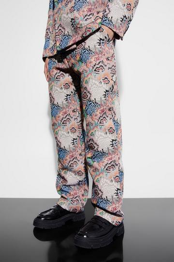 Ecru White Relaxed Fit Tapestry Suit Trouser