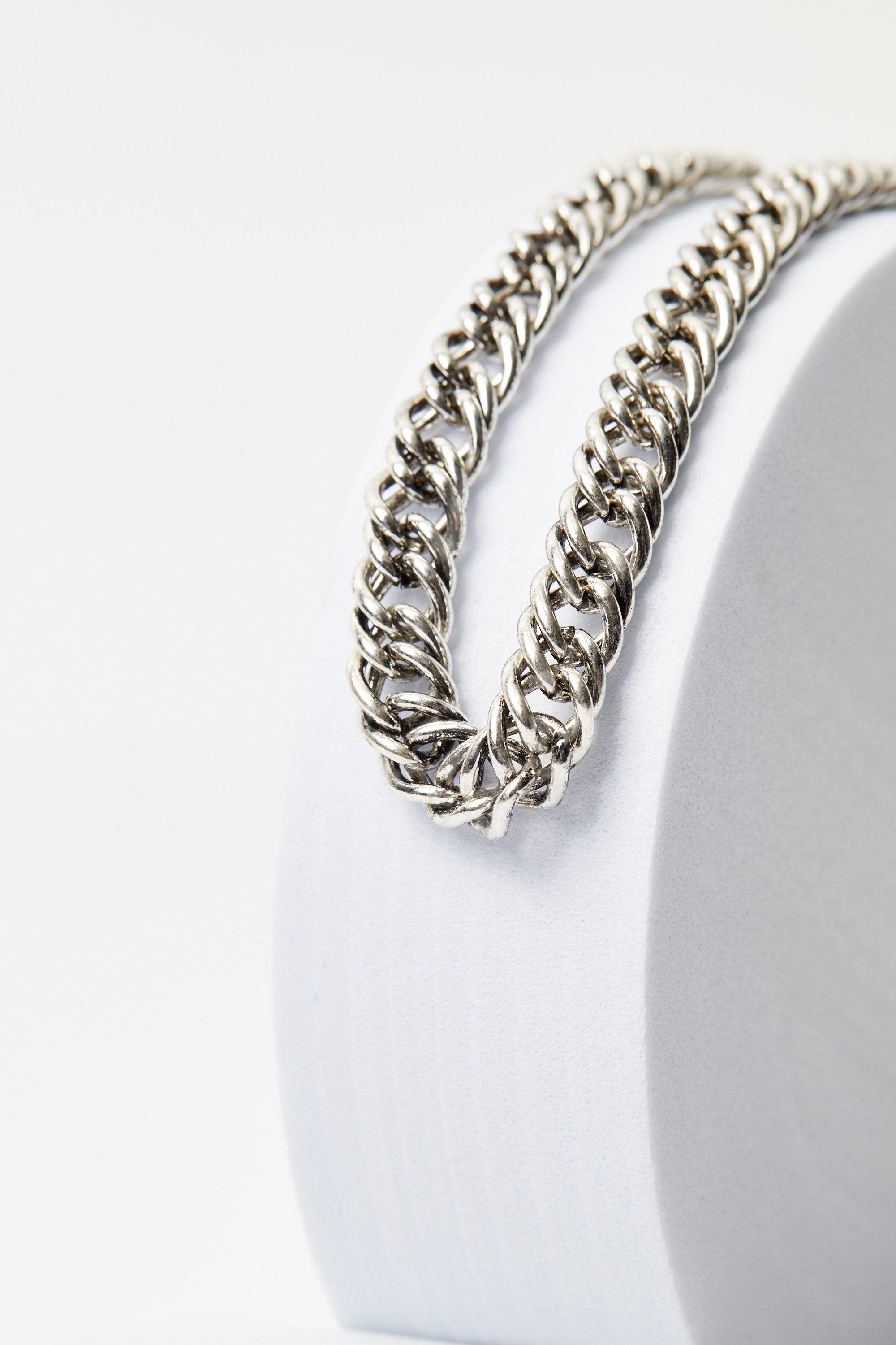 Mens silver chunky on sale chains