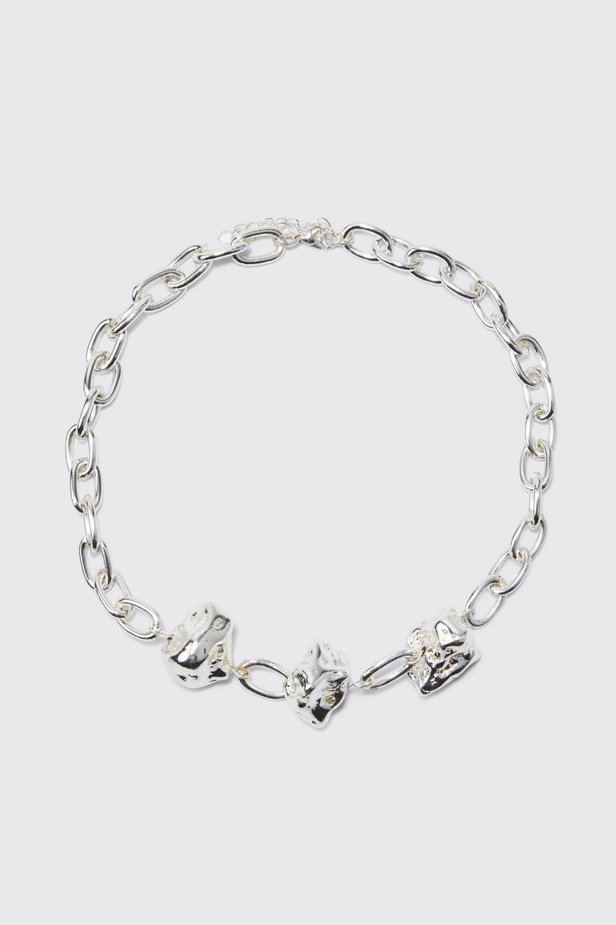 Klobige Metall-Halskette, Silver