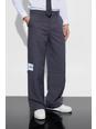Pantalón de holgura ancha texturizado con panel y cremallera, Grey