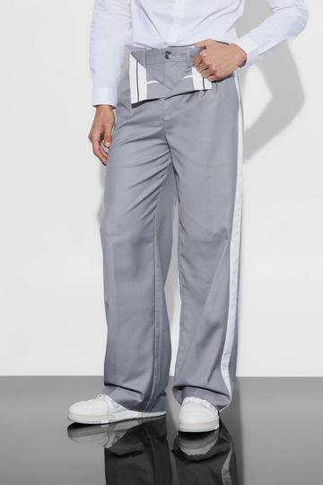 Slate Grey Wide Fit Double Waistband Trouser