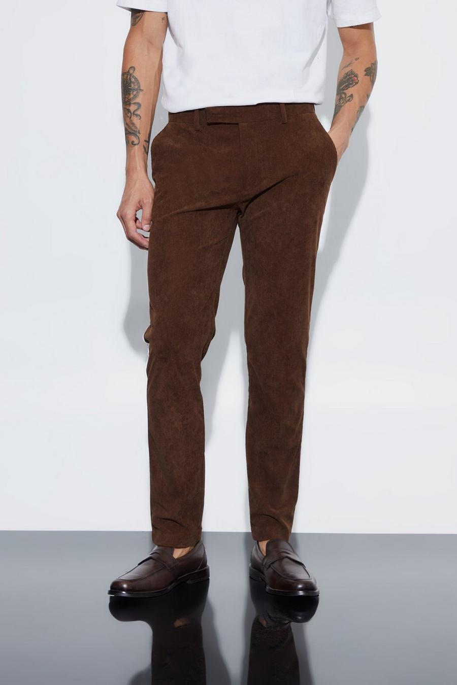 Chocolate Skinny Fit Corduroy Tailored Trouser image number 1