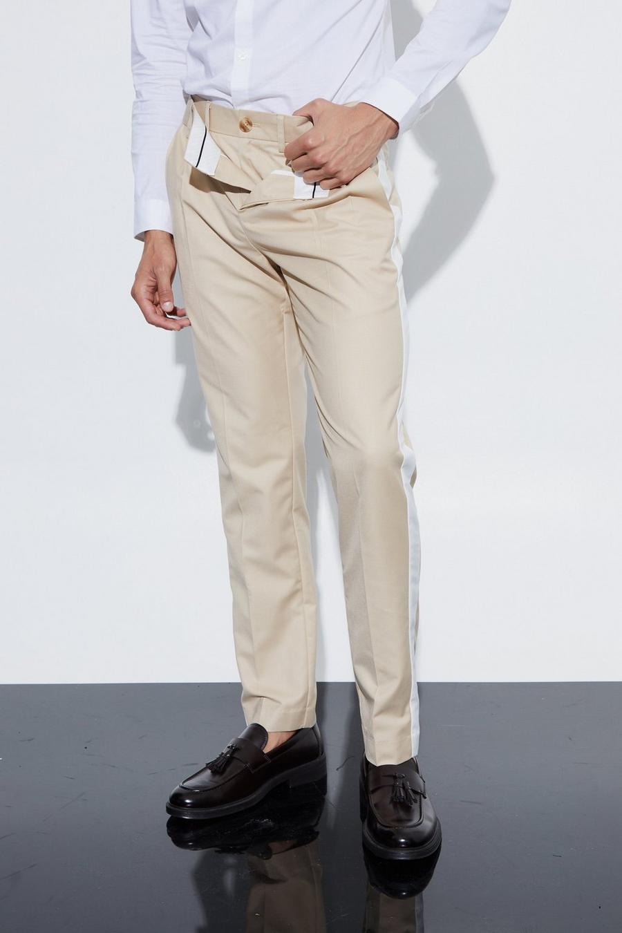 Pantalón ajustado con cintura elástica doble, Stone image number 1