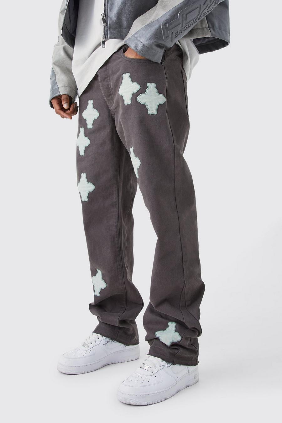 Pantalon ample à écussons, Charcoal image number 1