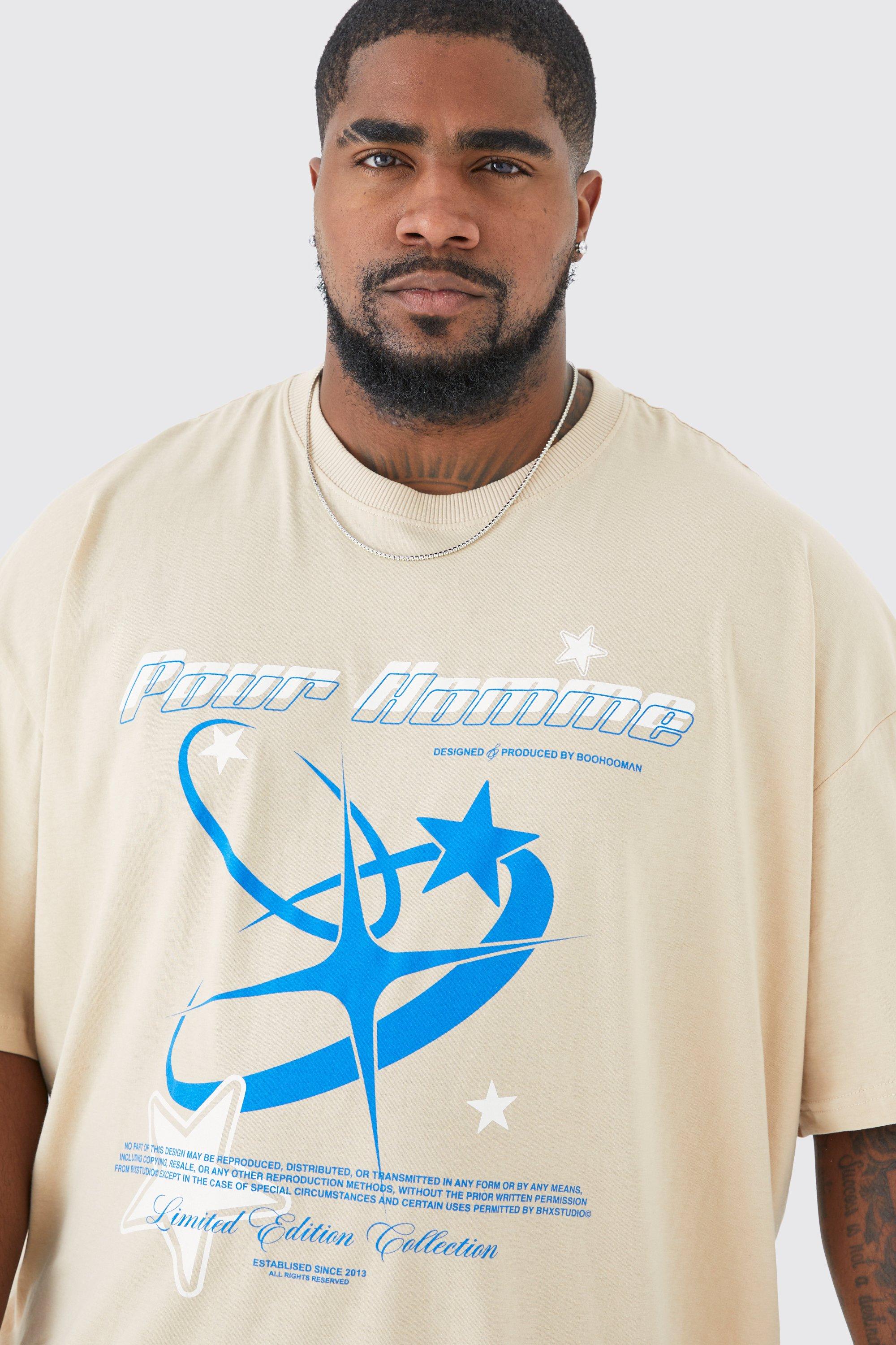 boohooMAN Plus Size Pour Homme Y2K Star Print T-Shirt