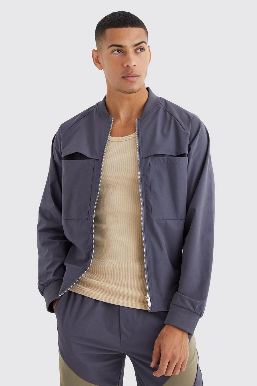 Grey Longsleeve Technical Stretch Bomber image number 1