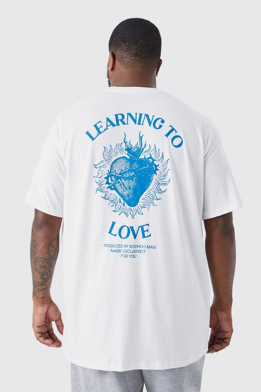 White blanc Plus Extended Neck Learn To Love T-shirt