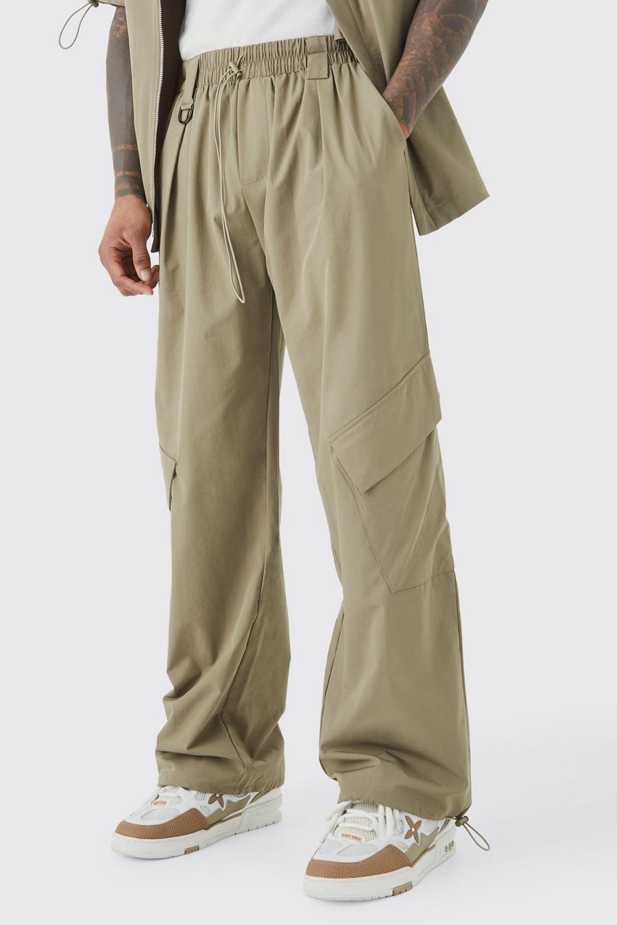 Taupe Elasticated Waist Technical Cargo Trouser image number 1