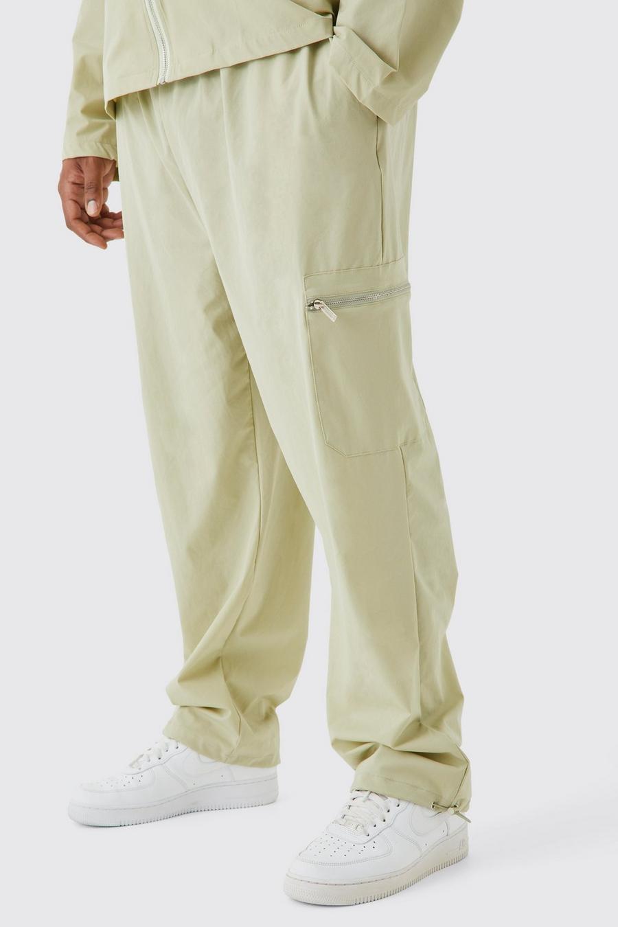 Pantaloni Cargo Plus Size in Stretch tecnico Slim Fit con vita elasticizzata, Sage image number 1