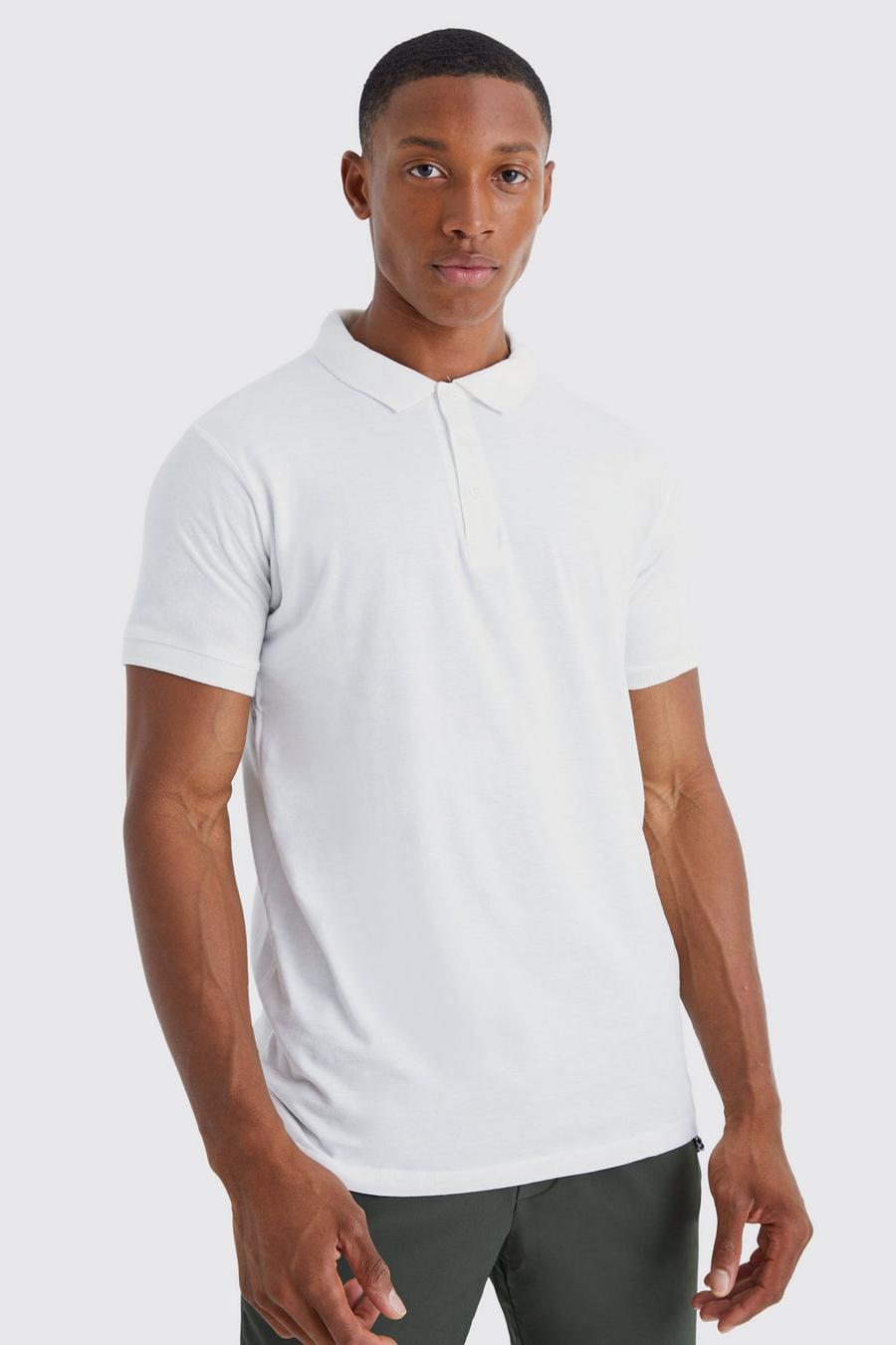 Basic Poloshirt, White blanc