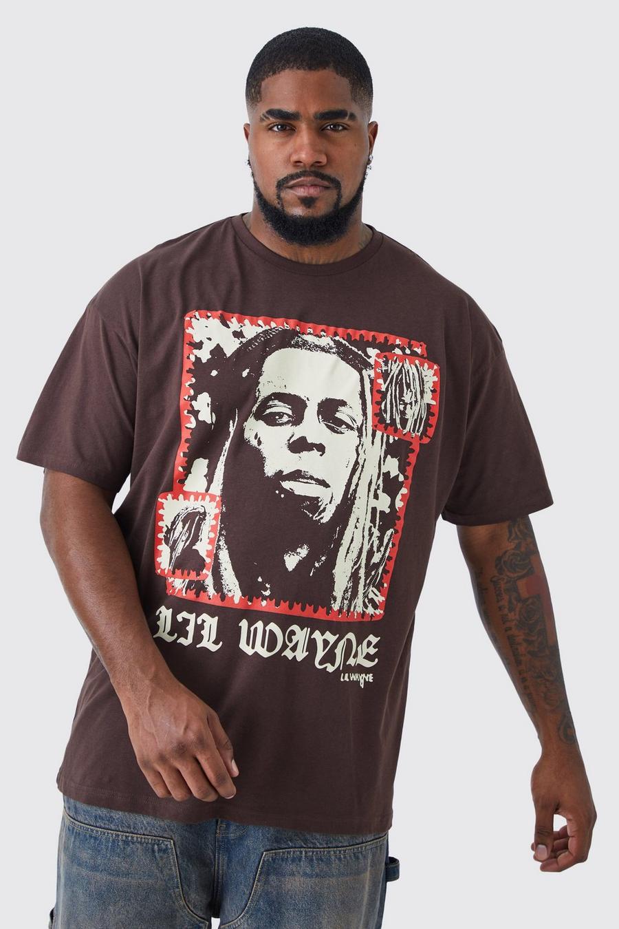 Brown marron Plus Gelicenseerd Lil Wayne T-Shirt