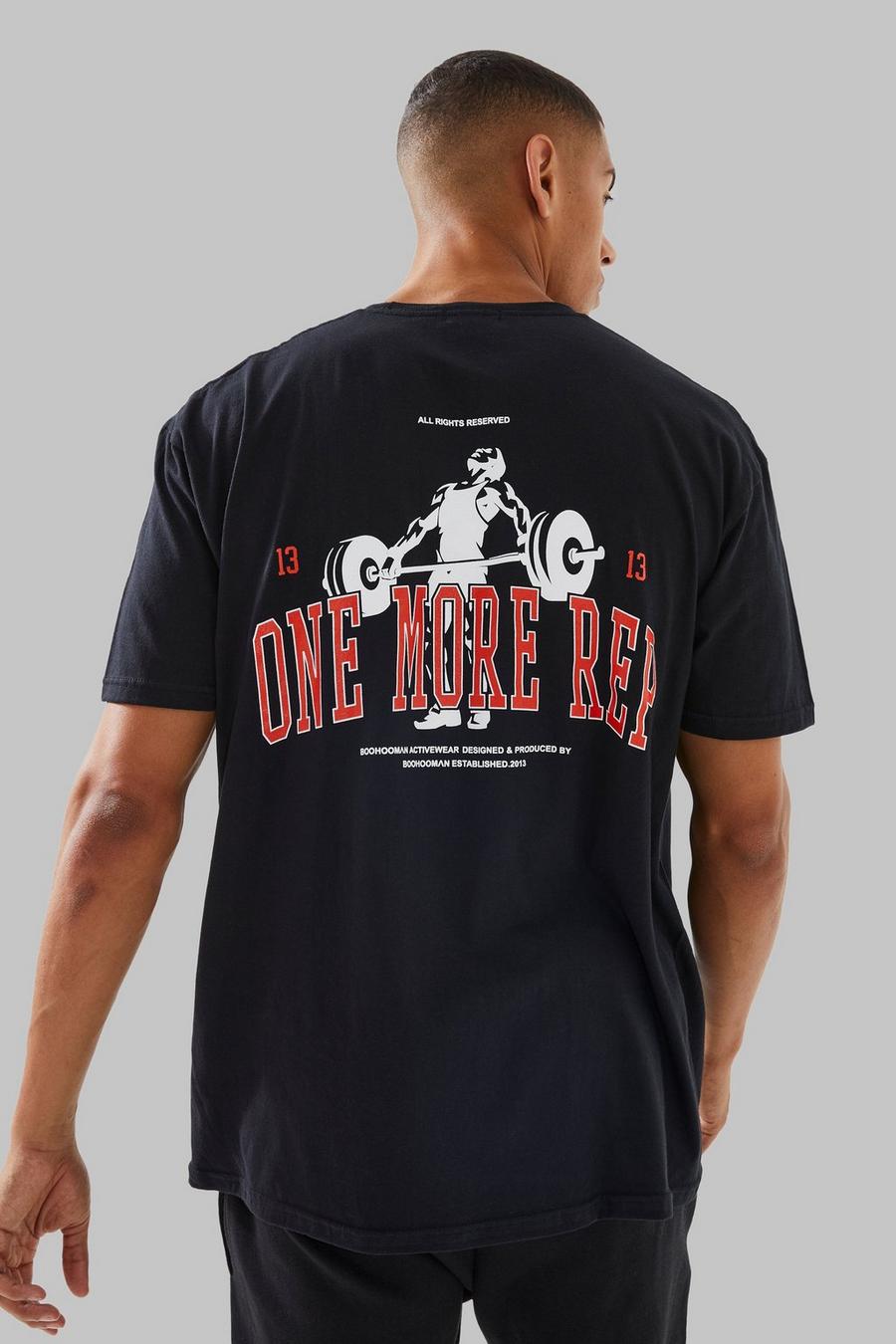T-shirt oversize Man Active di One More Rep, Black