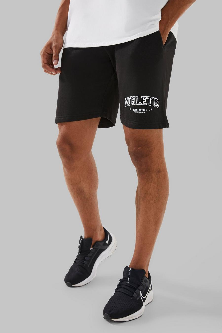 Black schwarz Man Active Athletic Shorts