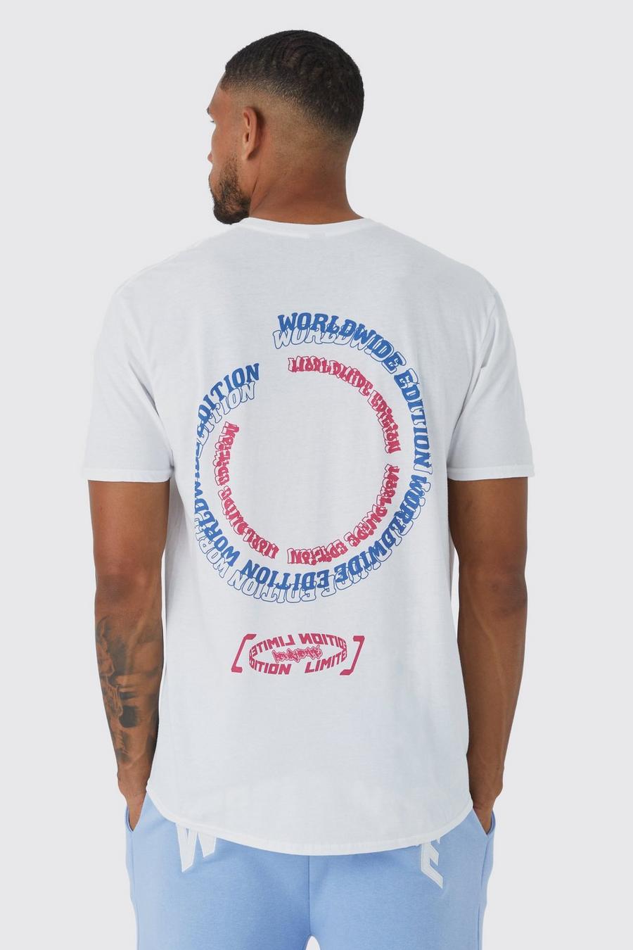 Camiseta Tall oversize con estampado Worldwide en la espalda, White blanco