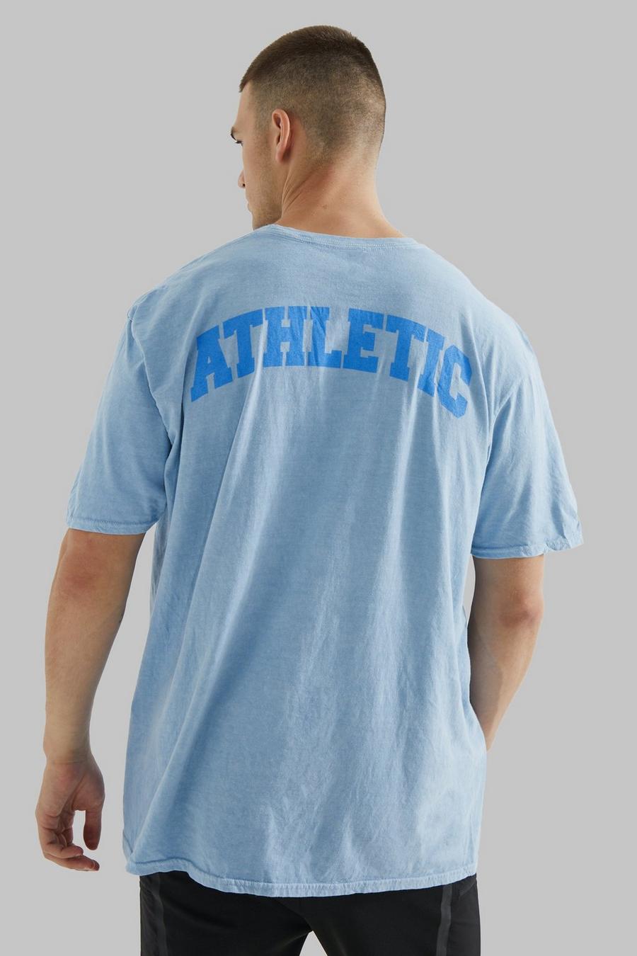 Camiseta Tall MAN Active sobreteñida con estampado Athletic, Blue image number 1