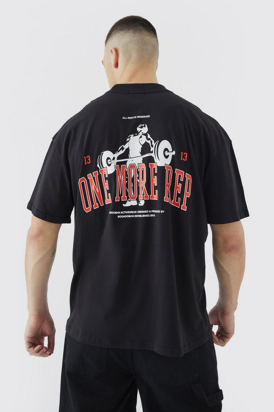Tall - T-shirt de sport à slogan One More Rep - MAN Active, Black image number 1